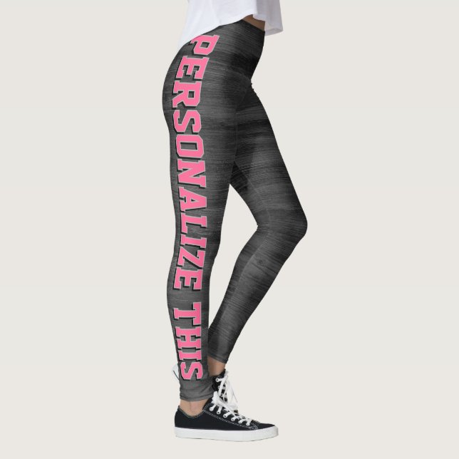 Legging Estilo Personalizado - Cinza Texturizado e Rosa Fr (Direita)