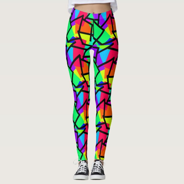 Legging Estilo retrorreflector vibrante Design Memphis 80s (Frente)