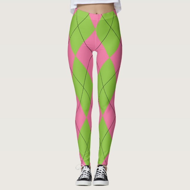 Legging Estilo rosa e verde (Frente)