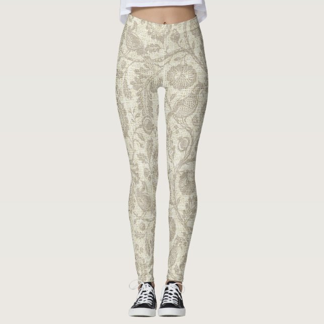 Legging Estilo Vitoriano Vinha Floral Cascata Grande Impre (Frente)