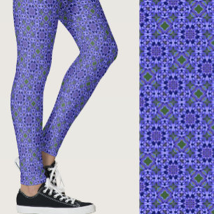 Legging Estiloso padrão geométrico moderno azul