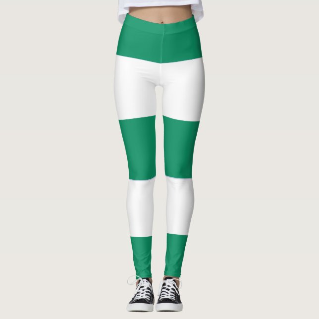 Legging Estiques verdes e brancos amplos (Frente)