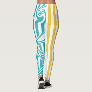 Legging Estirpes e espirais em Turquesa e Amarelo