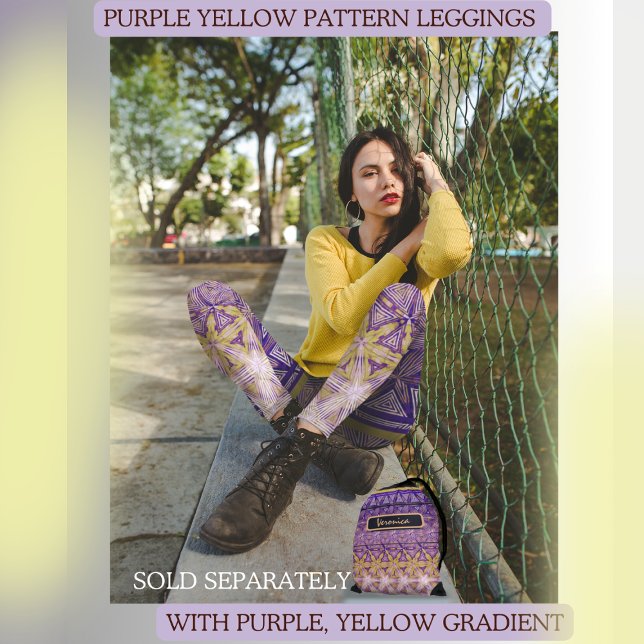 Legging Estrela Amarela Roxa Padrão  (Purple Yellow Star pattern leggings and matching string bag sold separately)