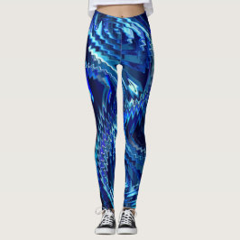 Legging Estrela azul ondulada com traçados em ziguezague