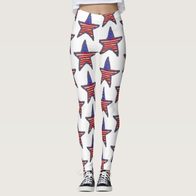 Legging estrela brilhante da bandeira americana (Frente)