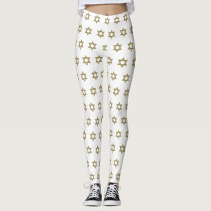 Legging Estrela de David Dourado sem emenda