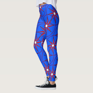 Legging Estrela Feminina Azul Vermelha