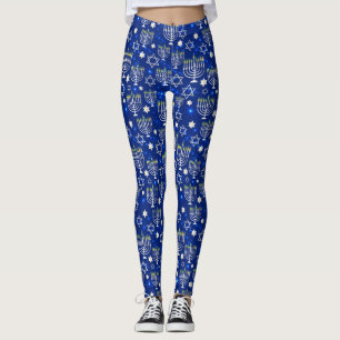 Legging Estrela Moderna de Hanukkah de David Menorah