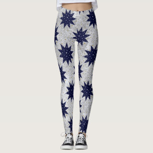 Legging Estrelas azuis e estrelas brancas e estrelas doura