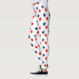 Legging Estrelas Azuis E Vermelhas
