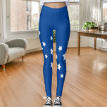 Legging Estrelas brancas azuis<br><div class="desc">Um simples padrão diagonal com estrelas brancas sobre um fundo azul real.</div>