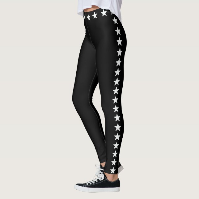 Legging Estrelas brancas cintilantes em preto (Esquerda)