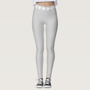 Legging Estrelas brancas cintilantes sobre cinza prateado