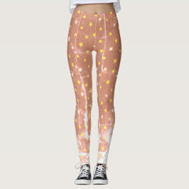 Legging Estrelas brancas e amarelas de na moda