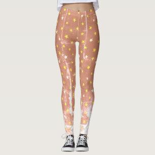 Legging Estrelas brancas e amarelas de na moda