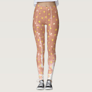 Legging Estrelas brancas e amarelas de na moda