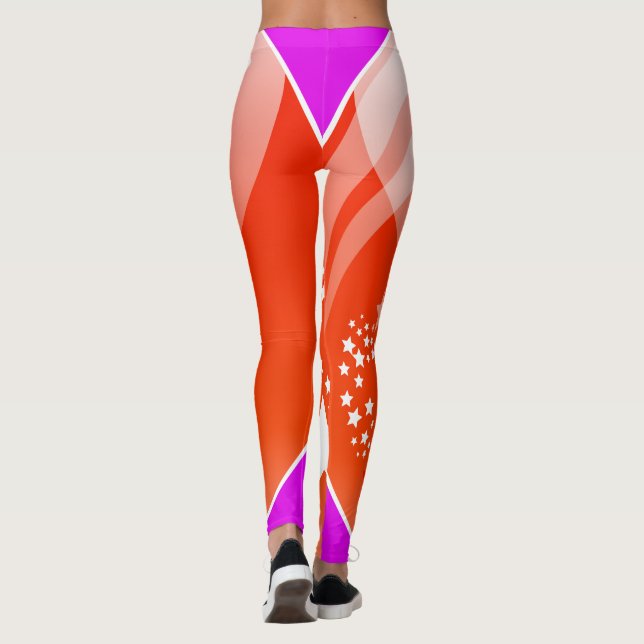 Legging Estrelas brancas e leggens laranja (Verso)