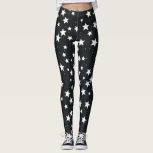 Legging Estrelas brancas sobre fundo preto