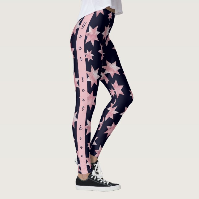 Legging Estrelas brilhantes cor-de-rosa em azul personaliz (Direita)