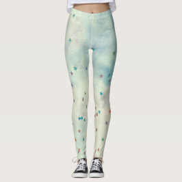 Legging Estrelas brilhantes na aquarela marmoreada