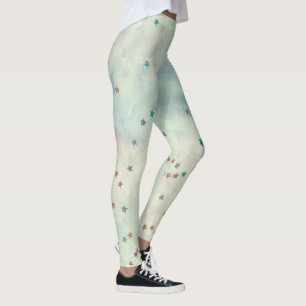 Legging Estrelas brilhantes na aquarela marmoreada