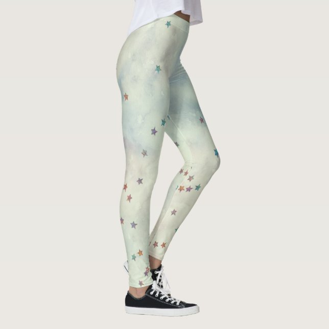 Legging Estrelas brilhantes na aquarela marmoreada (Direita)
