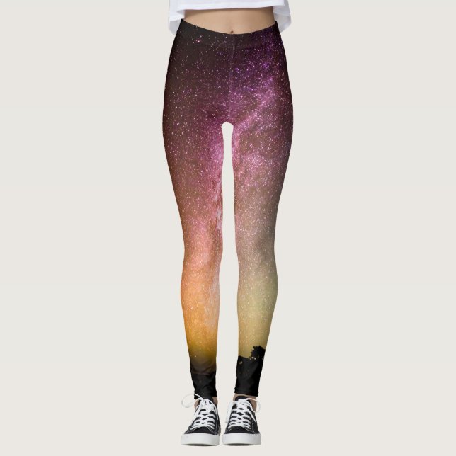 Legging Estrelas Cintilantes Galáxia Arco-íris (Frente)