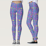 Legging Estrelas Coloridas Árvores de Aquarela Púrpura<br><div class="desc">Essas leggings de arte de tendências têm um padrão artístico com estrelas coloridas de aquarelas em um fundo roxo. Legal para festas,  para esportes,  corridas,  corridas,  ioga ou apenas para visto diário. Peça o seu hoje!</div>