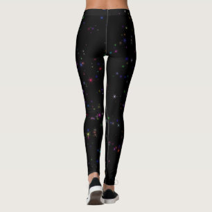 Legging Estrelas coloridas espumantes no design negro céu