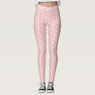 Legging Estrelas cor-de-rosa e brancas