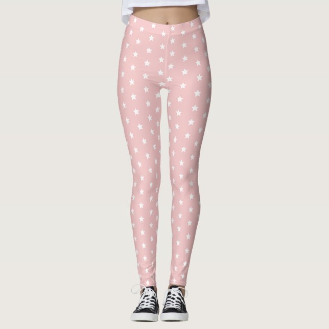 Legging Estrelas cor-de-rosa e brancas (Frente)