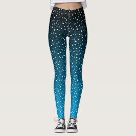 Legging Estrelas de gradiente preto/azul e legguras de lua