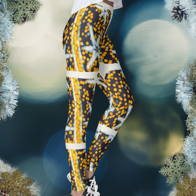 Legging Estrelas de Natal amarelas azuis (Criador carregado)