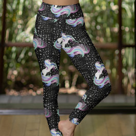 Legging Estrelas de prata mágicas do Unicorn