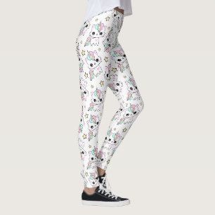 Legging estrelas de unicórnio fofas em fundo branco