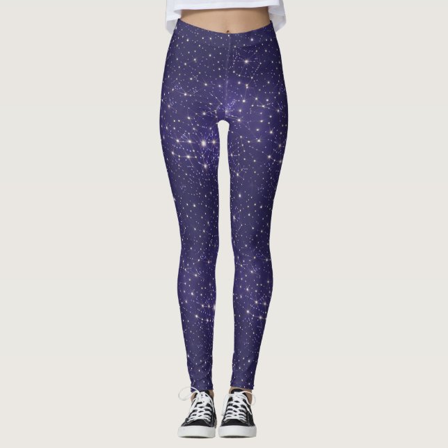 Legging Estrelas do Universo Sósmico da Galáxia Roxa Moder (Frente)