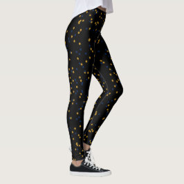 Legging Estrelas Douradas Azuis da Noite Casual