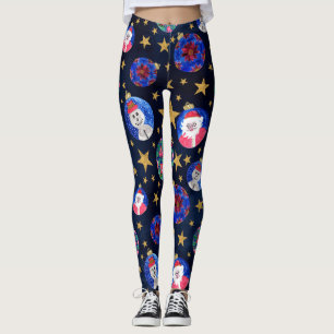 Legging Estrelas Douradas Festivas de Lâmpadas Ornações Aq