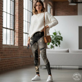 Legging Estrelas Douradas Mágicas e Luzes Bokeh