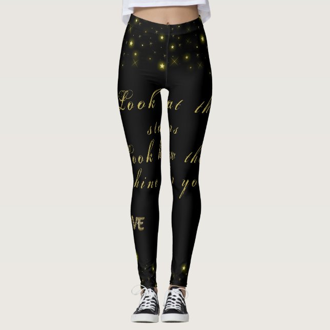 Legging Estrelas Douradas personalizadas e brilhantes a pr (Frente)