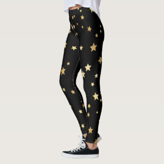 Legging Estrelas Dourados no fundo preto