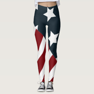 Legging estrelas e bandas brancas e azuis vermelhas
