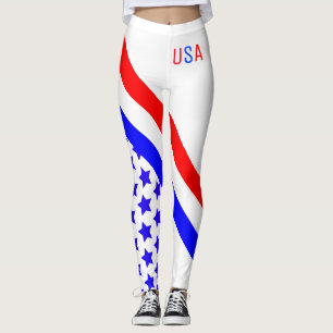 Legging Estrelas e faixas azuis brancas vermelhas