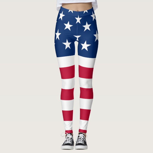 Legging Estrelas e faixas de bandeira americanas (Frente)
