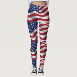 Legging Estrelas e faixas, pernas vermelhas, brancas e azu