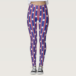 Legging Estrelas e Gretas Patrióticas Divertidas e Ricos