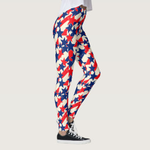 Legging Estrelas e Listras Vermelhas, Brancas e Azuis