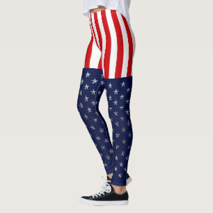 Legging Estrelas E Stripes Americanas Patriotas