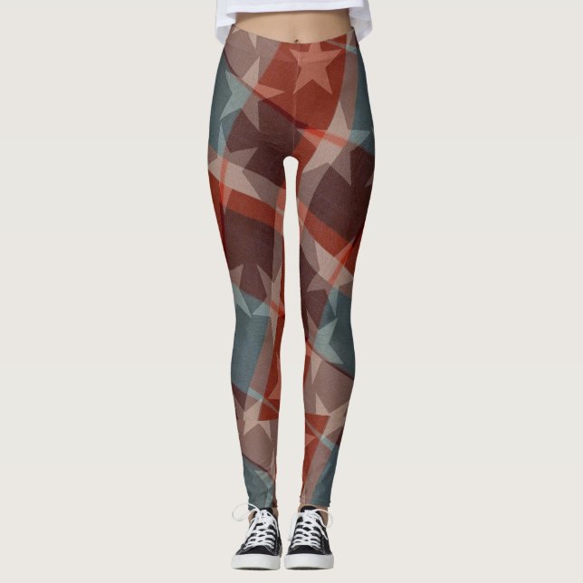 Legging Estrelas e Stripes Pernas de Mulheres (Frente)